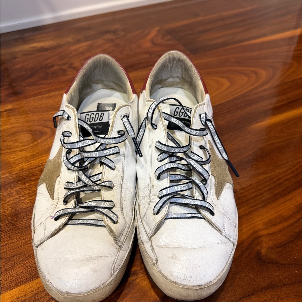 Golden Goose White and Brown Star Sneakers